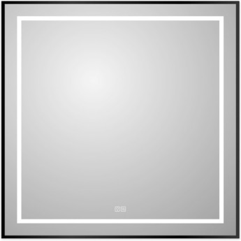 Зеркало BELBAGNO KRAFT SPC-KRAFT-900-800-LED-TCH-WARM-NERO в алюминиевой раме со встроенным светильником, 900x32x800 мм